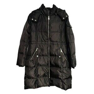 Saks Fifth Avenue Brown Women’s Down Puffer Coat Jacket Size M Removable Hood